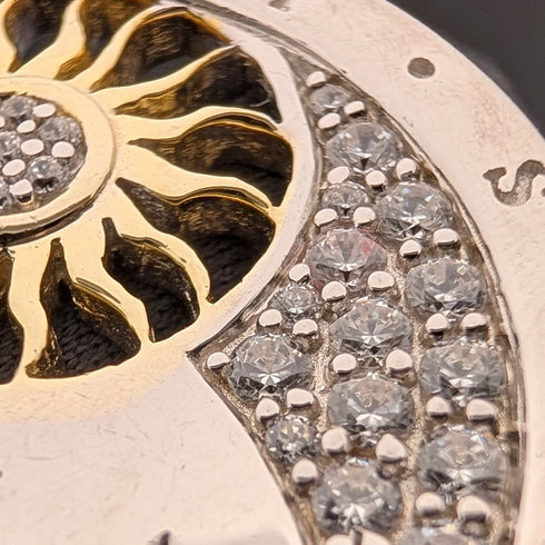 ヴィンテージ 純銀製ペンダント 月と太陽デザイン 13.5g ネックレス付き